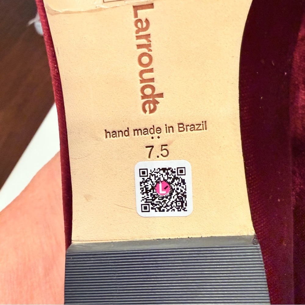Larroude Lee pointed toe velvet Crystal bow Ballet flats in wine 7.5 NEW - Picture 8 of 12
